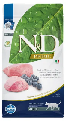 Obrázek produktu pro Farmina Pet Food N&D Prime, Dospělý jedinec, Borůvka, Jehněcí, 1,5 kg, Bez obilovin, Včetně antioxidantů