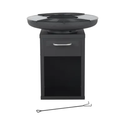 Produktbild von Balioutdoors Grillstation Feuerschale 80x92cm mit Ascheschublade, verchromtem Grillrost & Grillplatte