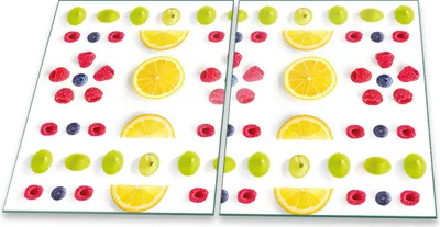 Produktbild von Herdabdeckplatten Glaskeramik Spritzschutz Glas Universal 2-Teilig 2x40x52 Obst Bunt