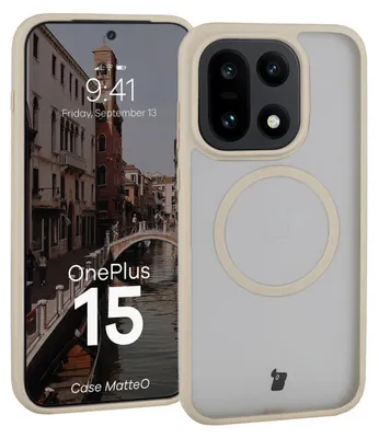 Produktbild von Handyhülle mit Magnetring für OnePlus 15, Bizon Case MatteO, Getönt-Beige