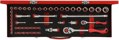 Imagen del producto de Juego de llaves de tubo Silecomplaza, 1/4" + 1/2", 49 piezas