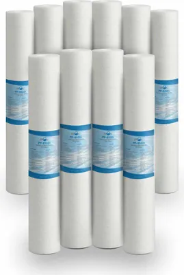 Obrázek produktu pro Bellerofonte sedimentační filtr vodní filtr meltblown filtr 20 palců 5 mikronů z polypropylenu. Odstraňuje písek, částečky rzi a suspendované nečistoty do 5 mikronů, 10 kusů