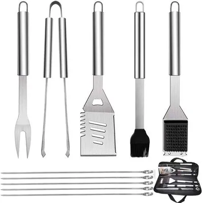 Produktbild von Famanu Grillbesteckset 10-teilig - Edelstahl, Tragetasche, BBQ Zubehör