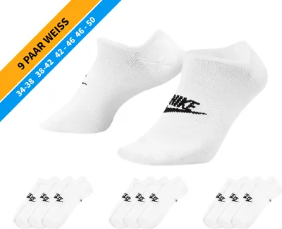 Produktbild von NIKE Socken - Farbe: 9 Paar Weiß Sneaker Socken - Größe: 46-50