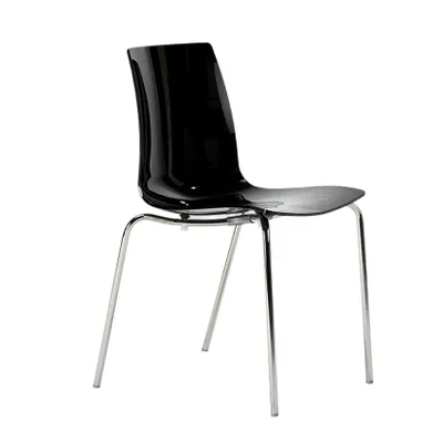 Produktbild von Moderne Design Stühle Lollipop Grand Soleil mit Stahlbeinen und Kunststoffsitz - Schwarz