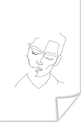 Produktbild von MuchoWow® Poster Linienkunst - Mensch - Abstrakt 60x90 cm - Wanddekoration