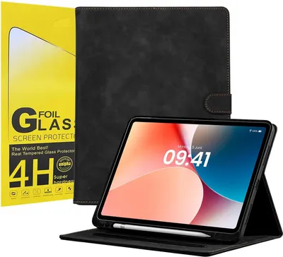 Produktbild von LBH Tablet Schutzhülle + 2x 4H Displayfolie für Apple iPad Air 6. Gen 13 Zoll Cover Case Schutz Tablet Farbe: Schwarz