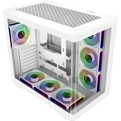 Produktbild von Cooler Master Elite 600, Midi Tower, PC, Transparent, Weiß, ATX, micro ATX, Mini-DTX, Mini-ITX, SPCC, Stahl, Gehärtetes Glas, Gaming