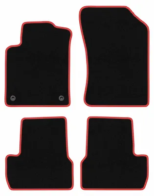 Image de Tapis de sol en moquette pour Citroen C3 II 2009-2016 (à hayon) – jeu 4 pièces, noir/rouge, sur mesure – Wielganizator CARLUX