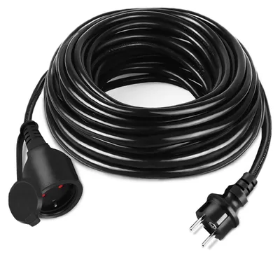 Immagine prodotto di Cavo di prolunga QEENTOE da 10 metri con protezione, cavo elettrico per esterni IP44 con spina Schuko, cavo di alimentazione da 230 V con messa a terra, fino a 3500 W, robusto cavo per cantieri, giardino, officina e uso esterno, colore nero