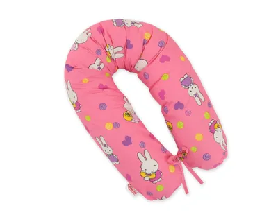 Obrázek produktu pro Polštář pro těhotné, delší model, vhodný pro spánek + odnímatelný potah - Hello Hase, růžová barva