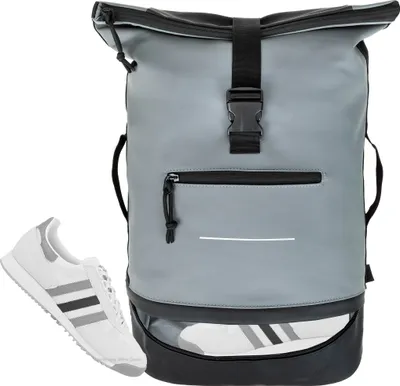 Produktbild von Freizeitrucksack Herren Rucksack Plane Time Bag COMP 25 L Kurierrucksack Roll-Top Geheimfach Brustgurt Laptoprucksack Bodenfach 12823 Bi Color GS (grau-schwarz)