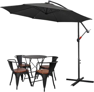 Produktbild von Alu Ampelschirm 300 350cm | Sonnenschirm mit Kurbel | Aluminium Gartenschirm UV-Schutz | Kurbelschirm mit Ständer Marktschirm wasserdicht