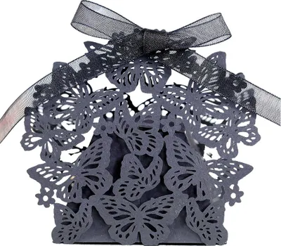 Image de 50pcs Laser Cut Party Boîtes Cadeaux, Papillon Boîtes Cadeaux Pour 1 Chocolat, Boîtes Cadeaux en Papier