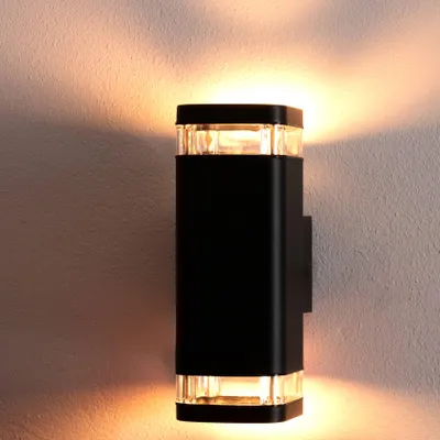 Produktbild von LUMILED Außenwandleuchte Wandlampe aussen Außenleuchte Wand GU10 Fassung Außenbeleuchtung Wandleuchter Gartenleuchte Terrasse Haus Fassade IP54 schwarz oben und unten