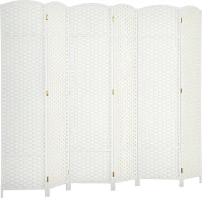 Image de Paravent HOMCOM 6 panneaux 240 x 170 cm, cloison de séparation en bois de pin blanc