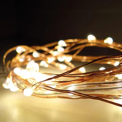 Image de Guirlande Led Cuivrée Piles éclairage Chaleureux Sans Fil, 2.2m -