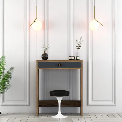 Produktbild von Skye Decor, Lizbon - Walnut, Anthracite, Schminktisch, Nussbaum, 100 % MELAMINBESCHICHTETE SPANPLATTEN, 70 x 84,7 x 40 cm