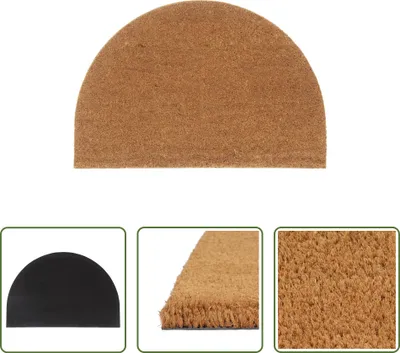 Immagine prodotto di The Living Store Zerbino naturale semicircolare 60x90 cm in fibra di cocco, trapuntato