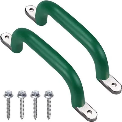 Productafbeelding van Famanu veiligheidsgrepen met vingeruitsparingen voor kinderschommels en speelhuisjes - 2 stuks, 24 cm, groen