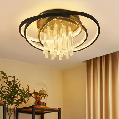 Produktbild von ZMH LED Deckenleuchte 40W Wohnzimmerlampe Rund Deckenlampe Schlafzimmerlampe 3000K Warmweiß Glas Flurlampe Deckenbeleuchtung für Wohnzimmer Büro Flur