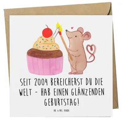 Produktbild von Mr. & Mrs. Panda Grußkarte 2004 Geburtstag - Weiß - Geschenk, Glückwunschkarte, Klappkarte, Happy Birthday, Glückwunsch, Jahrgangsgeschenk, besondere Geschenke, Alter