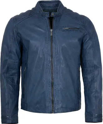 Produktbild von Jilani Collection - Herren Lederjacke Lammnappa blau : 56