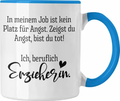 Produktbild von Trendation - Erzieherin Tasse Geschenk Abschiedsgeschenk zum Abschied Lustig Geschenke Kaffeetasse Kindergarten (Blau)