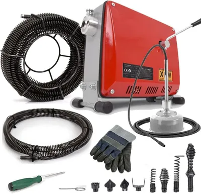 Produktbild von 500W Elektrische Rohrreinigungsmaschine für Ø30-100mm Rohrleitungen Spirale Ø10mm 5M, 16mm 21M Rohrreinigungsgerät Rohrreiniger Drain Clean