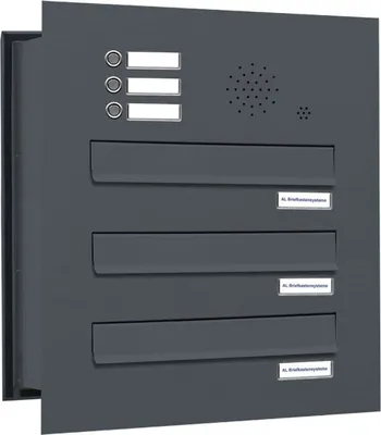 Produktbild von 3er Briefkastenanlage Mauerdurchwurf Klingel RAL 7016 Anthrazit