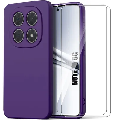 Image de Coque + 2 Verres Trempés pour Xiaomi Redmi Note 15 5G/4G, Silicone Anti-Rayures Antichoc Violet Foncé