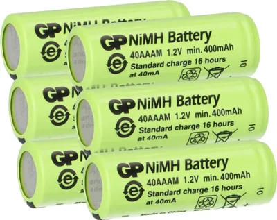 Produktbild von 6x GP Akku 2/3 AAA 1,2V / 400mAh GP40AAAM Micro NiMH Akku Höhe 29,7mm