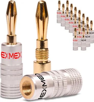 Produktbild von Bananenstecker 4mm NEXMEX 20x schraubbar vergoldet Lautsprecherkabel Stecker 24K