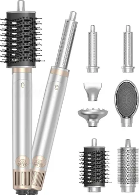 Image de INF Brosse à Air Chaud Or Champagne 7-en-1: Sèche-Cheveux Ionique