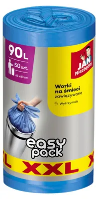 Zdjęcie produktu dla Jan Niezbędny Worki na śmieci zawiązywane niebieskie 90l 50 sztuk
