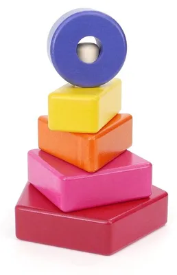Zdjęcie produktu dla Bajo – drewniana piramida z puzzlami i kształtami – zabawka edukacyjna dla dzieci