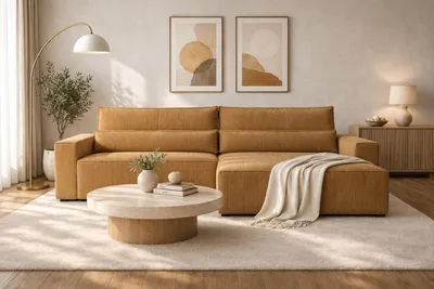 Produktbild von MOEBLO Ecksofa DENVER L – Ottomane beidseitig montierbar, Ecksofa aus Cord, Couch für Wohnzimmer, Schlafsofa Sofagarnitur Sofa Eckcouch L-Form Cordstoff mit Bettkasten und Schlaffunktion - Poso 42