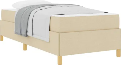 Image de Cadre de lit avec matelas Crème 90 x 190 cm tissu