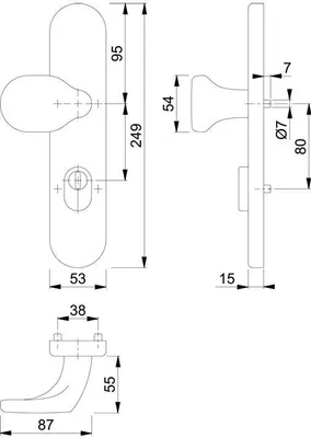 Produktbild von HOPPE Knopflangschild E86G/3332ZA VA F69 f.Kombischutz PZ 8mm - 3332246