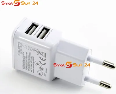 Produktbild von Weiß Dual USB Ladegerät 2A für iphone Samsung Xiaomi Huawei Universal Handy Netzteil