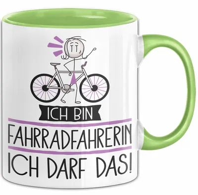 Produktbild von Geschenk für Fahrradfahrerin Tasse Lustige Geschenkidee Geburtstag Ich Bin Fahrradfahrerin Ich Darf Das (Grün)