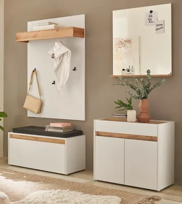 Produktbild von Garderobe Set 5-teilig "Center" in weiß und Wotan Eiche Garderobenkombination