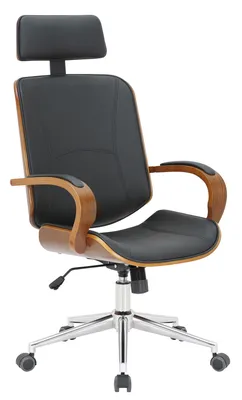 Produktbild von DELUKE® Bürostuhl Chefsessel KINGO - 118x70x70, Walnuss/Schwarz | Kunstleder | Metall Gestell | ergonomische Bürostühle Homeoffice Stuhl mit Rollen