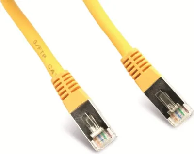 Imagen del producto de Cable de conexión Cat 6, S/FTP, PIMF, sin halógenos, color amarillo, 0,5 metros