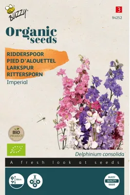 Obrázok produktu pre Buzzy Organic Delphinium Imperial - organické semená - cca 0,5 gr | Buzzy_94252