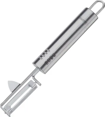 Produktbild von Fackelmann Pendelschäler OVALGRIFF, Universalschäler aus Edelstahl, robuster Schäler für Gemüse und Obst mit scharfer Klinge (Farbe: Silber)