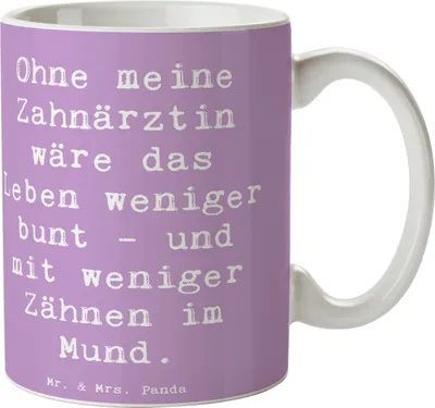 Produktbild von Mr. & Mrs. Panda Tasse Spruch Zahnärztin Dank - Lavendeltraum - Geschenk, Geschenkidee Berufe, Zahnmedizin, kreative Geschenke, Berufsprodukte, Kaffeepott, Kaffeebecher