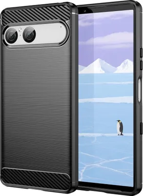 Image de Housse TPU pour Sony Xperia 10 VII Carbon Fiber Design Texture Protection Cover Noir