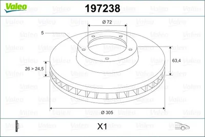 Produktbild von 2x VALEO Bremsscheibe 197238 vorne für JEEP für GRAND CHEROKEE II (WJ WG)