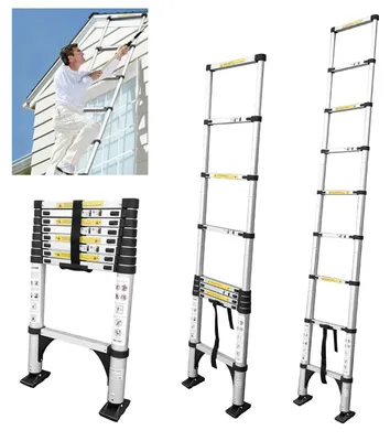 Teleskopleiter 2,6 m, Aluminium, klappbar, 150 kg